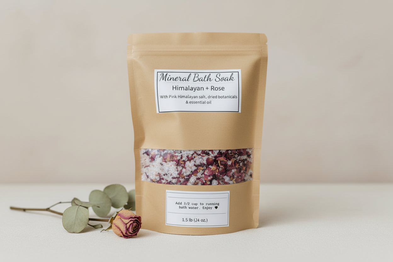 Himalayan + Rose Mineral Bath Soak (1.5 lb. bag)
