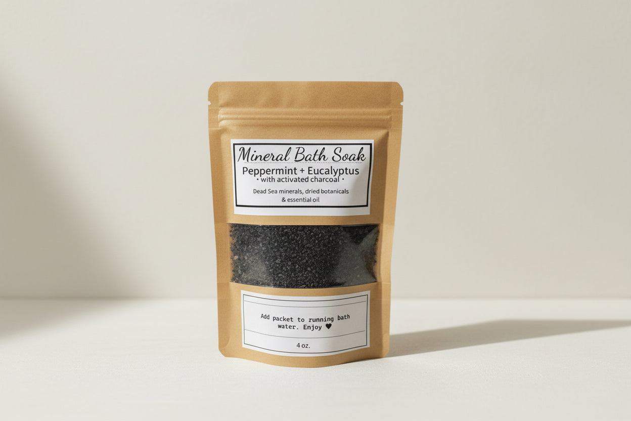 Peppermint Eucalyptus + Activated Charcoal Mineral Bath Soak (mini pack)